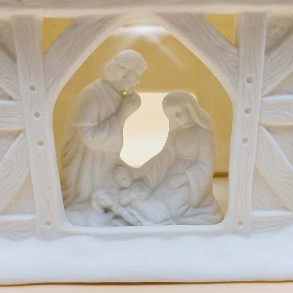 PartyLite Porcelain Nativity Tealight Candle Holder 'O Holy‎ Night' - Picture 2 of 10